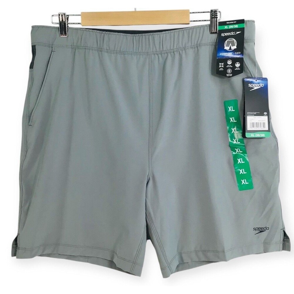 NWT SPEEDO Men’s Techvolley 4-Way Stretch Comfort Liner UPF50+ Swim Trunks XL